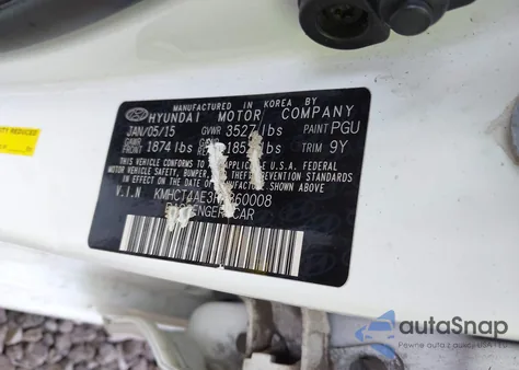 2015 Hyundai Accent Gls из США, поврежденный, VIN KMHCT4AE3FU860008